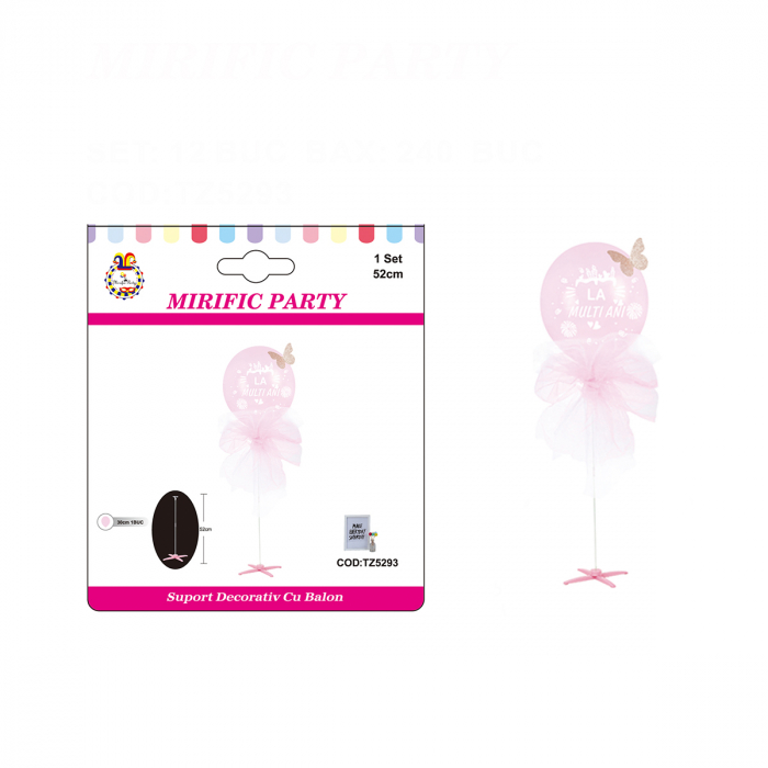 Balon din latex cu suport decorativ ' La multi ani ' 52 cm TZ5293 [2]