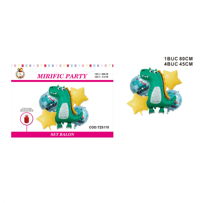 Set aranjament 5 baloane figurina ' Dinozaur haios ' 80 cm TZ5170 [2]