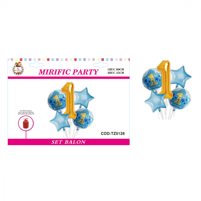 Set aranjament 5 baloane din folie  ” First birthday boy ” TZ5126 [2]