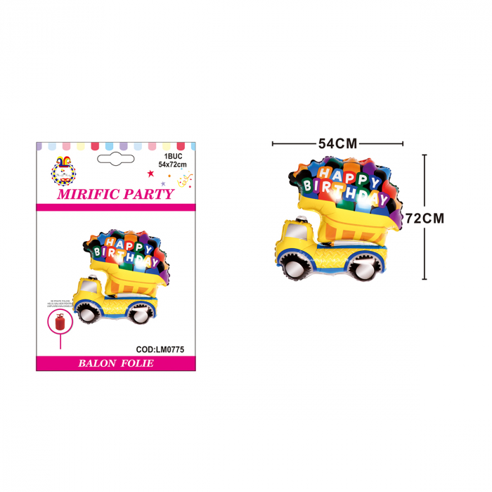 Balon din folie de aluminiu figurina ' Camion happy birthday ' 54 x 72 cm  LM0775 [2]