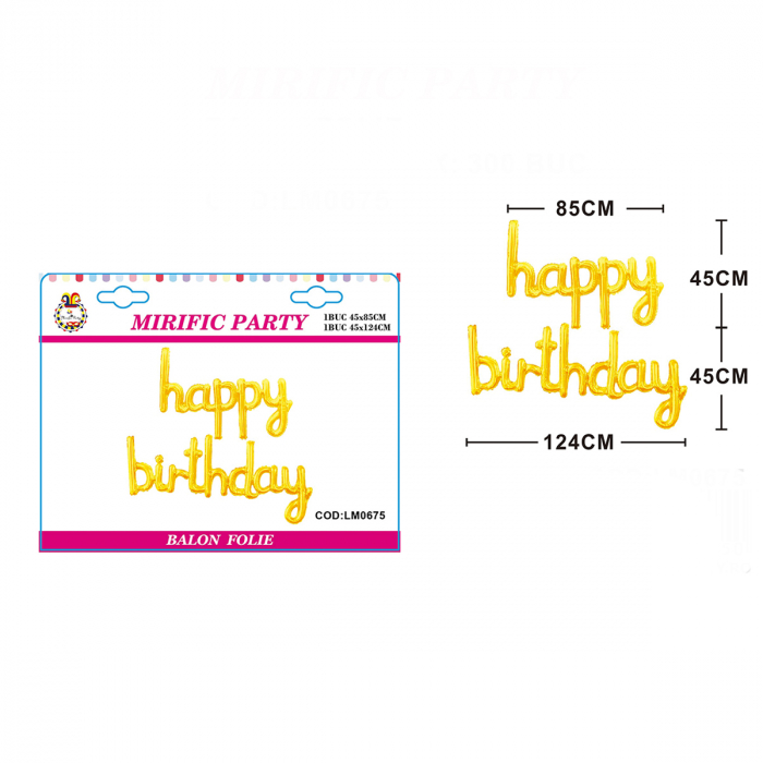 Set 2 baloane din folie de aluminiu 'Happy birthday' 124 x45 cm LM0675 [2]