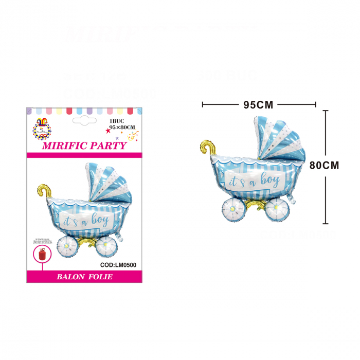 Balon din folie de aluminiu in forma de carucior ' It's a Boy ' LM0500 [2]