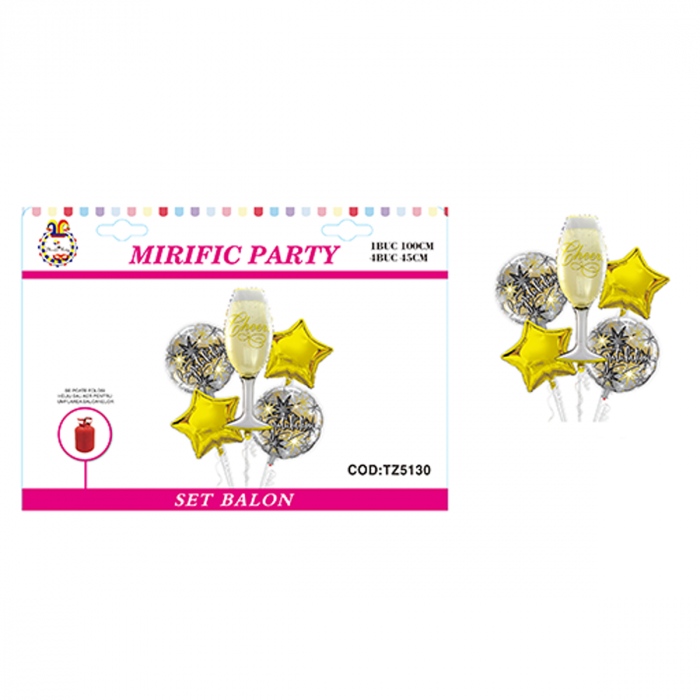 Set aranjament 5 baloane din folie ' Pahar sampanie ' 100 cm TZ5130 [2]