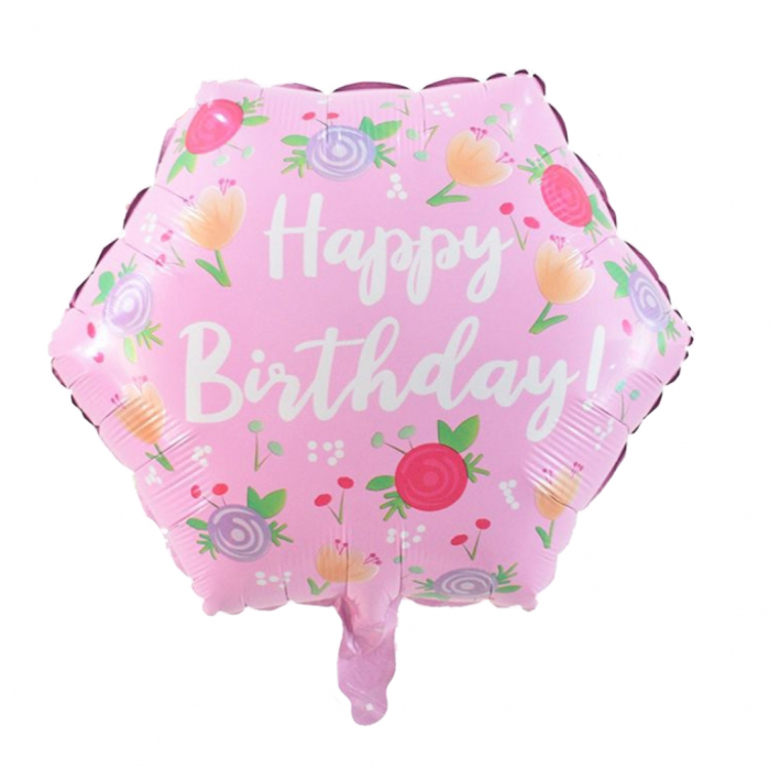 Balon hexagonal din folie de aluminiu ' Happy Birthday ' 45 cm 083008 [1]