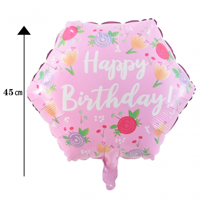 Balon hexagonal din folie de aluminiu ' Happy Birthday ' 45 cm 083008 [2]