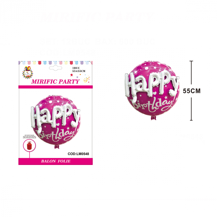 Balon rotund din folie de aluminiu ' Happy Birthday ' 55 cm LM0548 [2]