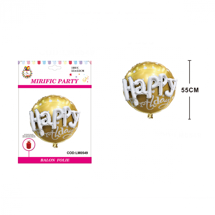 Balon rotund din folie de aluminiu ' Happy Birthday ' 55 cm LM0549 [2]