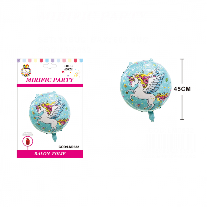 Balon rotund din folie de aluminiu ' Unicorn ' 45 cm LM0532 [2]