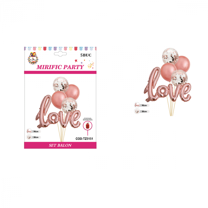 Set aranjament 5 baloane cu confetti ' Love ' 90 cm TZ5151 [2]