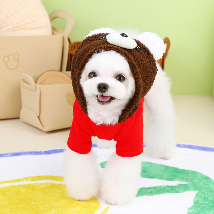 Bluza cocolino cu gluga DOG-25rosu [5]