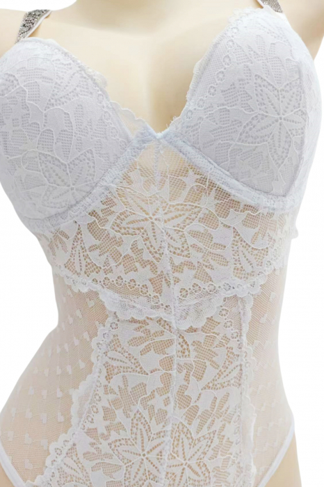 Body sexy cu dantela brodata BD1465alb [5]