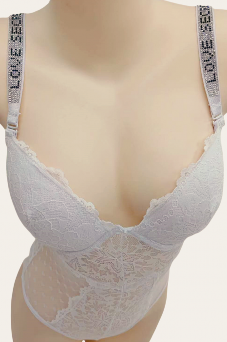 Body sexy cu dantela brodata BD1465alb [7]