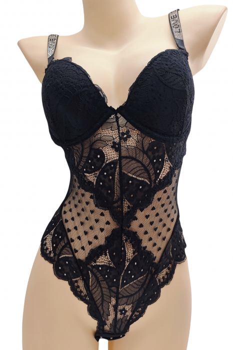 Body sexy cu dantela brodata BD1467negru [2]