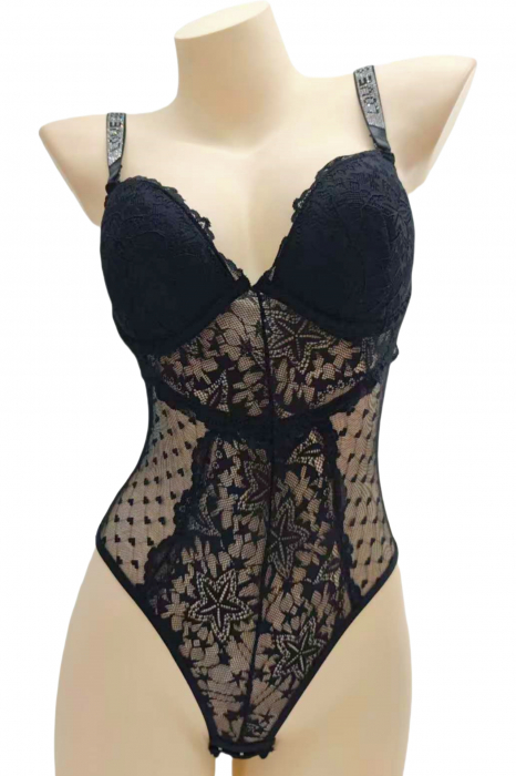 Body sexy cu dantela brodata BD1465negru [9]