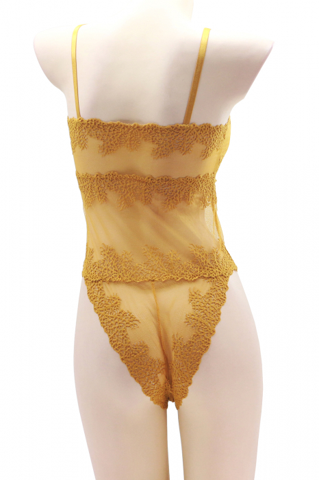 Body sexy cu dantela brodata Y622galben [2]