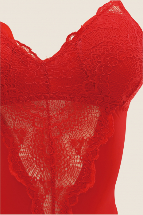 Body sexy cu dantela brodata BD1547rosu [4]