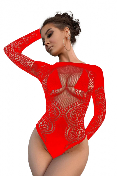 Body sexy din plasa fina accesorizata cu dantela ZS-W695 [1]