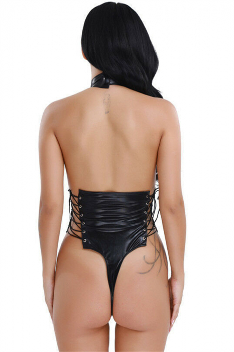 Body sexy din vinil elastic, model decupat cu snur reglabil MDD-8087 [2]