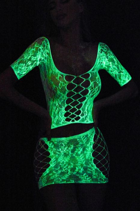 Bodystocking sexy fluorescent tip rochita din plasa fina DLS-YG04 [2]