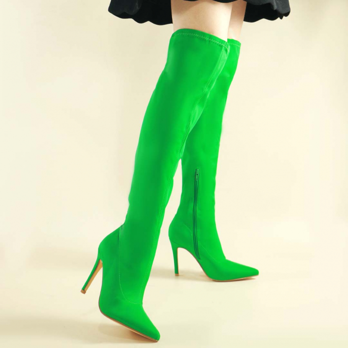 Cizme lungi cu toc NN58verde [4]