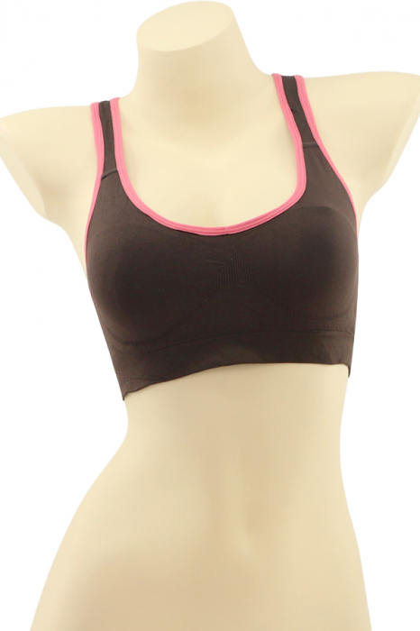 Bustiera sport cu bretele incrucisate la spate MG-B062maro [1]