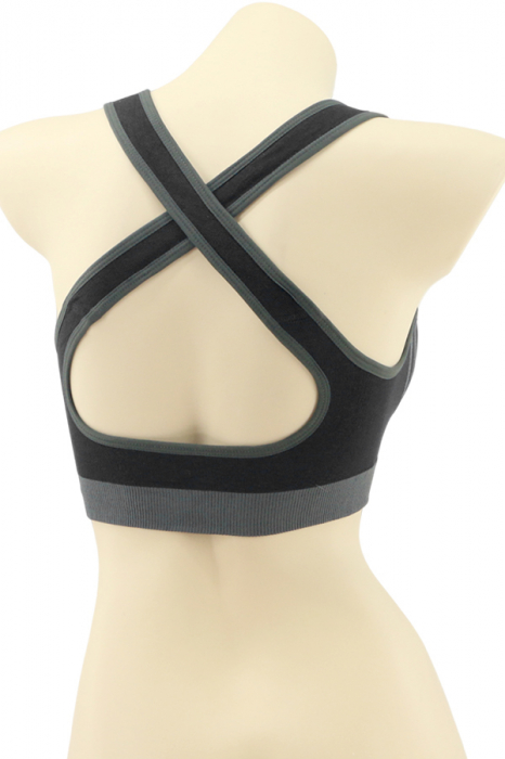 Bustiera sport cu bretele incrucisate la spate MG-D169negru [2]