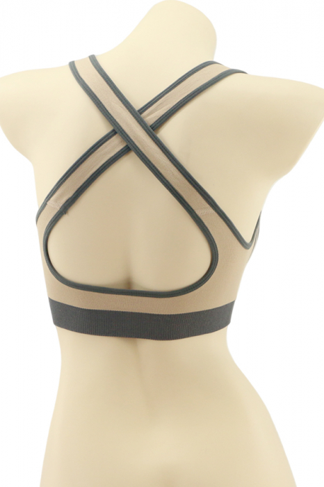 Bustiera sport cu bretele incrucisate la spate MG-D169bej [2]