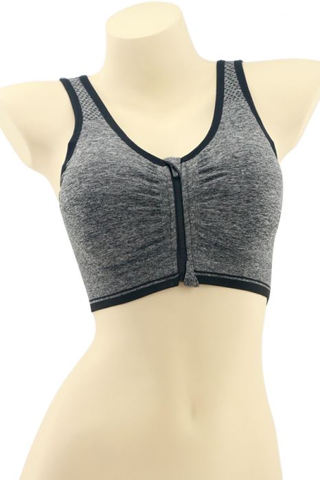 Bustiera sport cu fermoar in fata MG-JS007negru [1]
