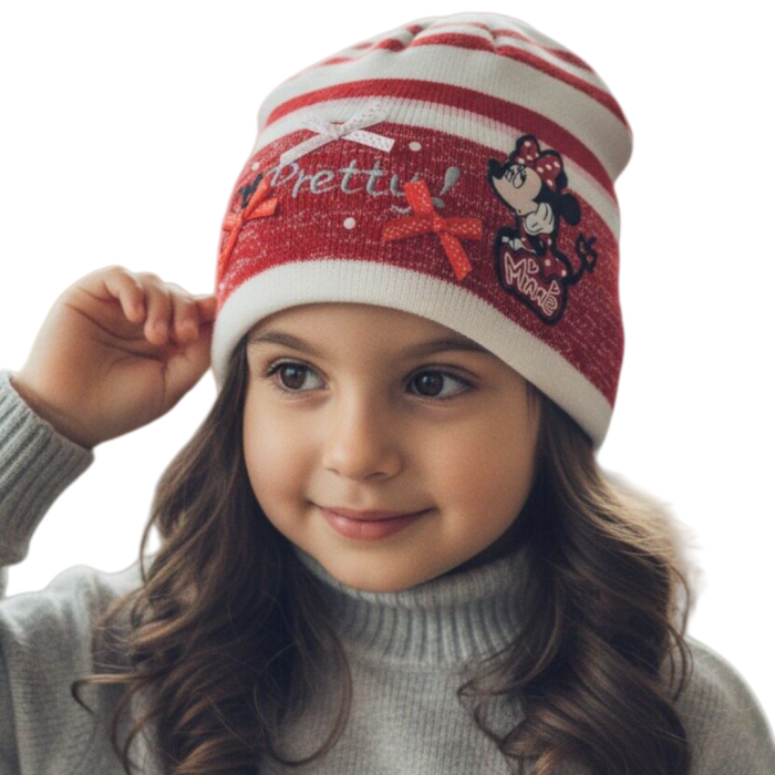 Caciula tricotata cu Minnie Mouse NH4141rosu [3]