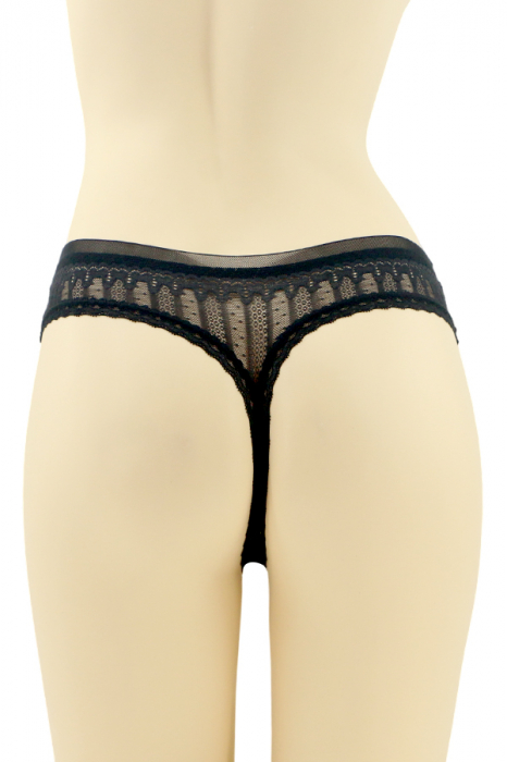 Chiloti tanga cu insertii dantela CT-Q8067negru [2]