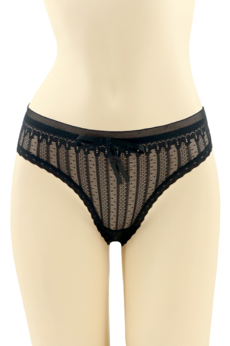Chiloti tanga cu insertii dantela CT-Q8067negru [1]