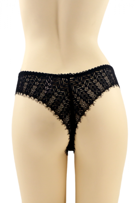 Chiloti brazilieni cu dantela brodata CT-Q8153negru [2]