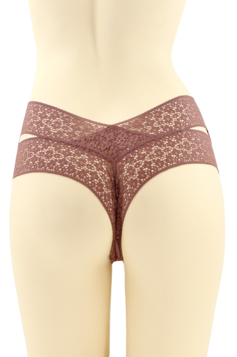 Chiloti brazilieni cu dantela brodata CT-Q8197visiniu [2]