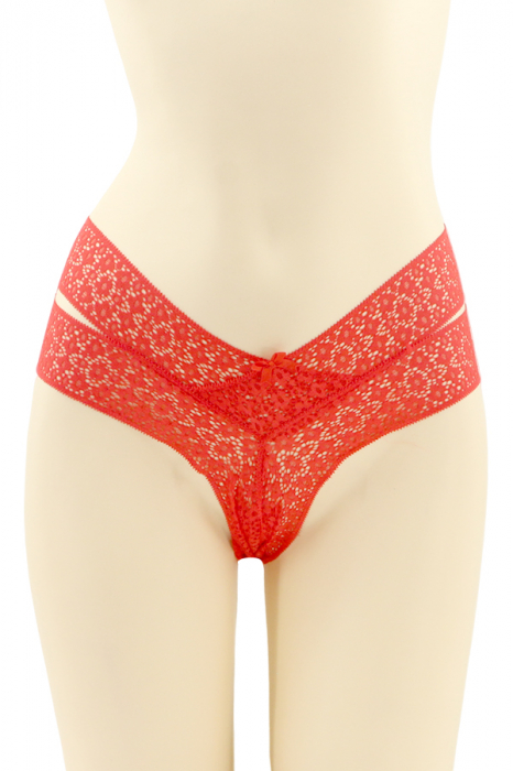 Chiloti brazilieni cu dantela brodata CT-Q8197rosu [1]