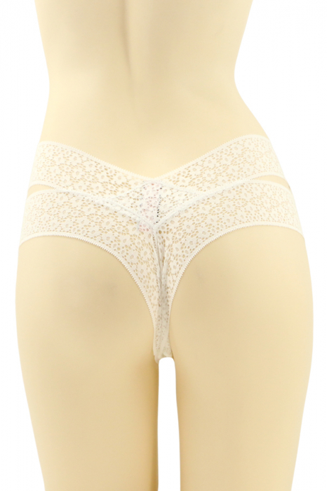 Chiloti brazilieni cu dantela brodata CT-Q8197alb [2]