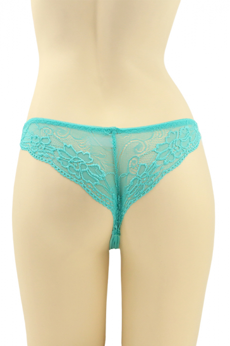 Chiloti brazilieni cu dantela brodata si funda MG-P3168turcoaz [2]