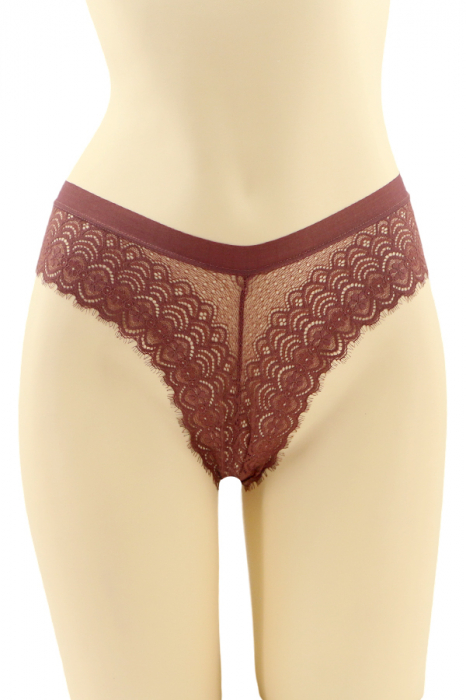 Chiloti brazilieni cu dantela brodata si funda CT-Q8150visiniu [1]