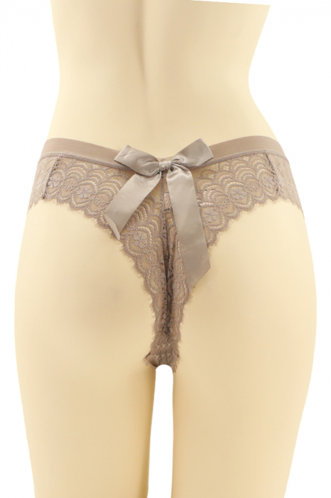 Chiloti brazilieni cu dantela brodata si funda CT-Q8150maro [2]