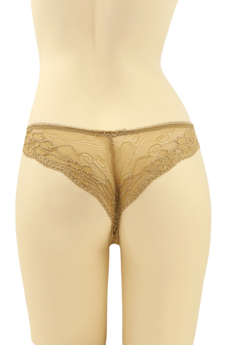 Chiloti brazilieni cu dantela brodata si funda MG-P3168maro [2]