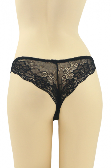 Chiloti brazilieni cu dantela brodata si funda MG-P3168negru [2]