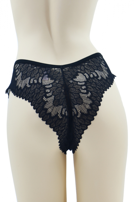 Chiloti brazilieni cu dantela si fundita 37025negru [2]