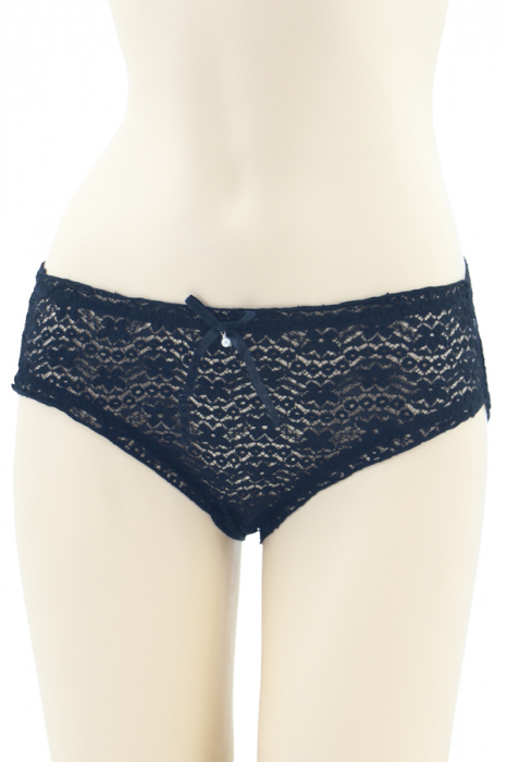 Chiloti clasici cu broderie si funda 1903negru [1]