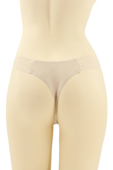 Chiloti tanga cu insertii dantela CT-V2048bej [2]
