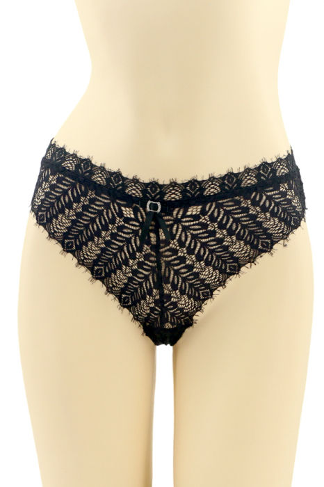 Chiloti clasici cu dantela brodata CT-Q8181negru [1]