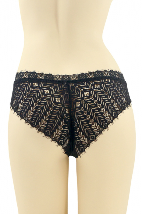 Chiloti clasici cu dantela brodata CT-Q8181negru [2]