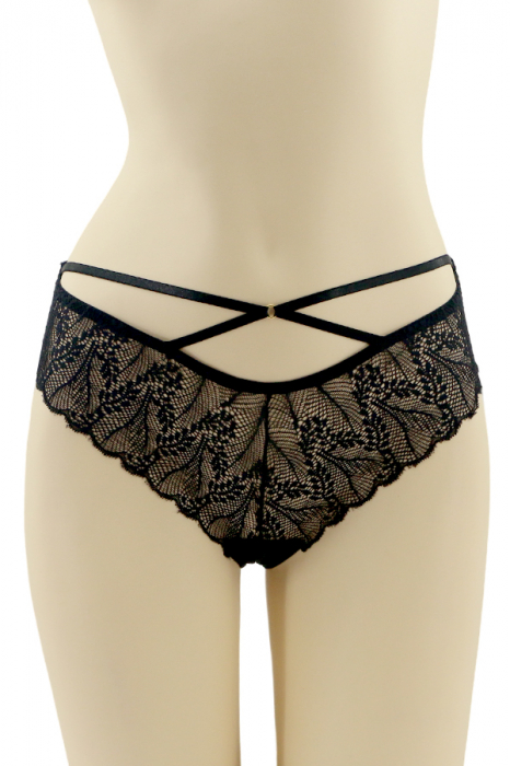Chiloti brazilieni cu dantela brodata CT-Q8195negru [1]