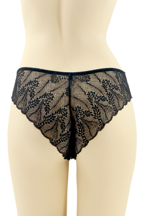 Chiloti brazilieni cu dantela brodata CT-Q8195negru [2]