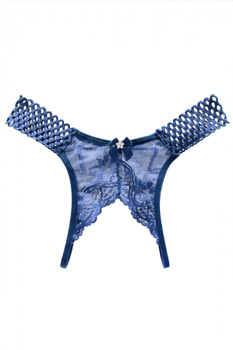 Chiloti open crotch cu broderie florala si funda decorativa LH2284bleumarin [1]