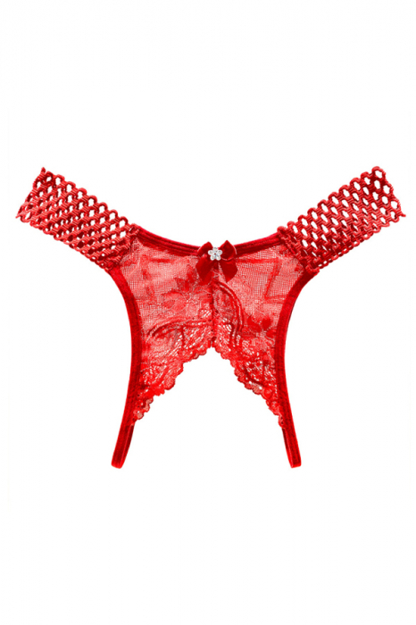 Chiloti open crotch cu broderie florala si funda decorativa LH2284rosu [1]