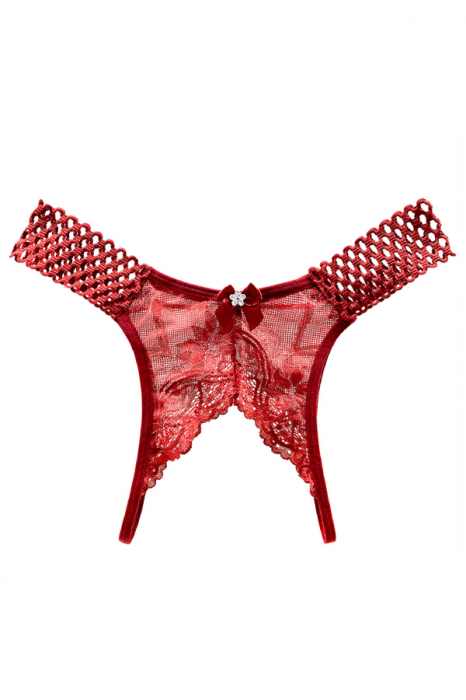 Chiloti open crotch cu broderie florala si funda decorativa LH2284visiniu [1]